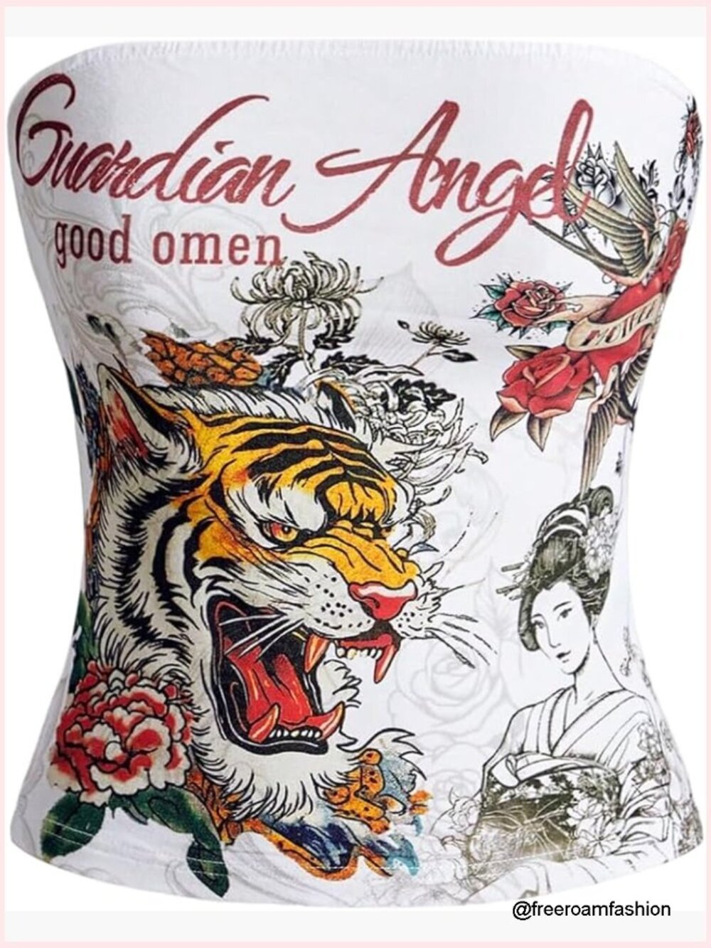 Womens Y2k Tube Top Aesthetic Graphic Strapless Sleeveless Bandeau Going Out Top